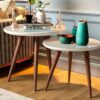 Conjunto de Mesa de Apoio e Centro Sparta tampo com vidro – Off White