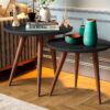 Conjunto de Mesa de Apoio e Centro Sparta tampo com vidro – Preto