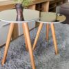 Conjunto de Mesa de Apoio e Centro Sparta tampo com vidro – Espelhado