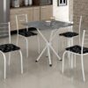 Conjunto Mesa tubular Rio branco com 4 cadeiras tampo Granito Topázio – 0,70x0,70