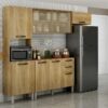 Cozinha Completa Valência com Aéreo Porta de Correr 4 peças - Carvalho