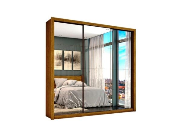 Guarda-Roupa Veneza Gold c/ espelho 3 portas e 4 gavetas – Freijó