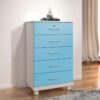 Cômoda 5 gavetas Ref.: 013 - Branco/Azul