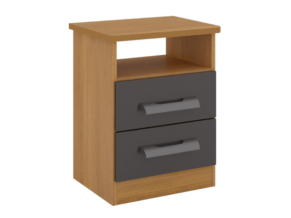 Mesa de cabeceira Firenze 2 gavetas – Cinamomo/Grafite