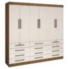 Guarda-Roupa Mônaco 6 portas e 12 gavetas – Ipê/Off white