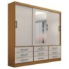 Guarda-Roupa Meridian 3 portas e 9 gavetas – Cinamomo/Off white