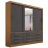 Guarda-Roupa Meridian 3 portas e 9 gavetas – Cinamomo/Grafite