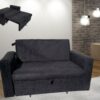 Sofá Cama Casal com braço 1,50m – Preto Suede