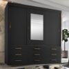 Guarda-Roupa Ipanema portas de correr com espelho 9 gavetas – Preto