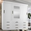 Guarda-Roupa Ipanema portas de correr com espelho 9 gavetas – Branco