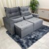 Sofá Retrátil Reclinável Beatriz 1.70m - Cinza Veludo