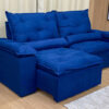 Sofá Retrátil Reclinável Grécia 2.00m - Azul Veludinho
