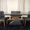 Conjunto Sala de Jantar Mesa 180 Dubai Grafite/Imbuia 6 Cadeiras Virginia Cinza 08