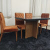 Conjunto Sala de Jantar Mesa 120 Berlim Grafite/Imbuia 4 Cadeiras Virgínia Terracota 12