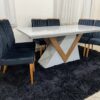 Conjunto Sala de Jantar Mesa 180 Toquio Off White/Imbuia 6 Cadeiras Paris Preto 09