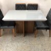 Conjunto Sala de Jantar Mesa 120 Berlim Off White/Imbuia 4 Cadeiras Virgínia Cinza 08