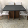 Conjunto Sala de Jantar Mesa 120 Berlim Grafite/Imbuia 4 Cadeiras Virgínia Bege 05