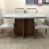 Conjunto Sala de Jantar Mesa 120 Berlim Off White/Imbuia 4 Cadeiras Virgínia Bege 05