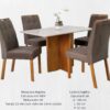 Mesa lós angeles 120x80 off white com cadeiras sophia marrom