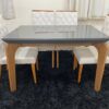 Conjunto Sala de Jantar Mesa 120 Londrina Grafite/Imbuia 4 Cadeiras Virgínia Bege 05