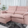 Sofá Retrátil Reclinável 2.00m Emanuelly Veludo Rose 25