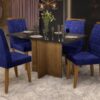 Mesa lós angeles 120x80 preto com cadeiras Las Vegas azuis