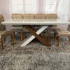 Conjunto Sala de Jantar Mesa 180 Imperatriz Off White/Imbuia 6 Cadeiras Virgínia Bege 07
