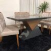 Conjunto Sala de Jantar Mesa 180 Dubai Grafite/Imbuia 6 Cadeiras Virginia Bege 07