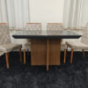 Conjunto Sala de Jantar Mesa 120 Berlim Grafite/Imbuia 4 Cadeiras Virgínia Bege 07
