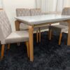 Conjunto Sala de Jantar Mesa 120 Londrina Grafite/Imbuia 4 Cadeiras Virgínia Bege 07