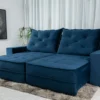 Sofá Retrátil Reclinável Berlim 2.30m Azul 800 Molas Ensacadas