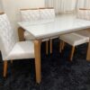 Conjunto Sala de Jantar Mesa 120 Londrina Off White/Imbuia 4 Cadeiras Virgínia Bege 05