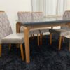 Conjunto Sala de Jantar Mesa 120 Londrina Grafite/Imbuia 4 Cadeiras Virgínia Bege 07