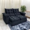 Sofá Retrátil Reclinável Atenas 2.00m – Preto Veludo