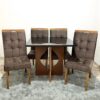 Mesa Madri 90x90 borda boleada com cadeiras sophia marrom