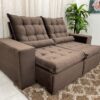Sofá Retrátil Reclinável Small 2.00m – Marrom Veludão