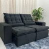 Sofá Retrátil Reclinável Small 2.00m – Preto Veludão