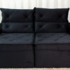 Sofá Retrátil e Reclinável 3 Lugares Moscou 2.00m Veludo Preto A14