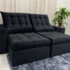 Sofá Retrátil Reclinável Porto Seguro 2.30m – Preto Veludo