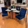 Mesa Lós Angeles 120x80 tampo preto com cadeiras sophia azuis