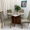 Mesa de Jantar Helo 0.90×0.90 Com 4 Cadeiras Valentina– Mel/Off white/Bege