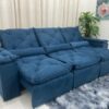 Sofá Retrátil Reclinável Grécia 2.70m – Azul Veludinho