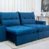 Sofá Retrátil Reclinável Hug 2.50m Espuma D33 Soft Veludo Azul K022