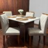 Mesa de Jantar Helo 0.90×0.90 Com 4 Cadeiras Califórnia avelã Mel/Off white