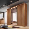 Guarda-roupa Montello Larg. 2.41m 100% MDF 3 Portas c/ 1Espelho Cumaru Novo Horizonte
