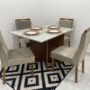 Mesa de Jantar Helo 1.20×0.90 Com 4 Cadeiras Valentina– Mel/Off white/Bege