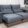 Sofá Retrátil Reclinável 2.50m Ibis Veludo Cinza 814 – D33 e Molas Ensacadas