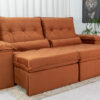 Sofá Retrátil Reclinável Califórnia 2.50m Veludo 549 Terracota – D28 e Molas Ensacadas