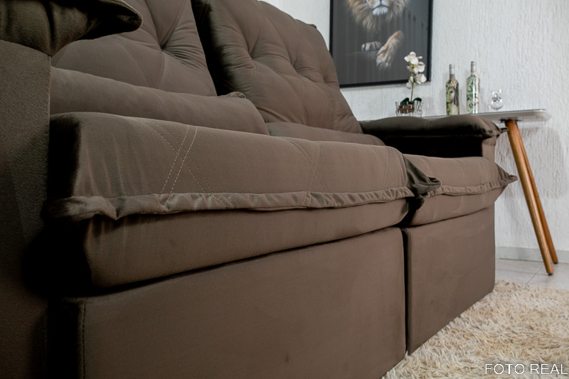 Sofá Retrátil Reclinável Califórnia 2.50m Veludo 524 Marrom – D28 e Molas Ensacadas - Imagem 11