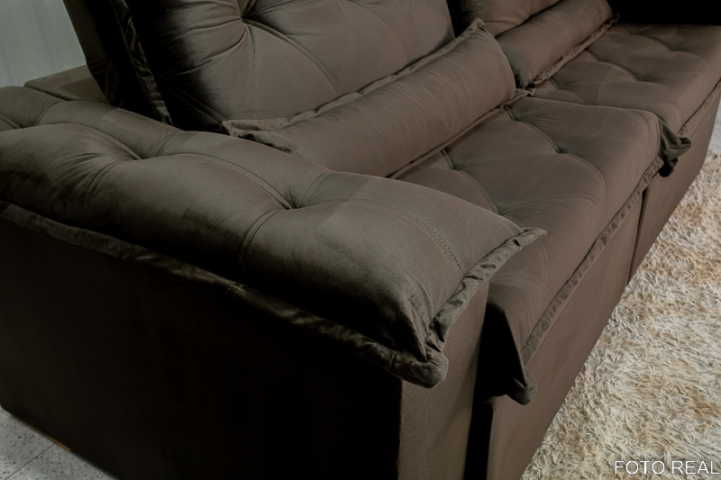 Sofá Retrátil Reclinável Califórnia 2.50m Veludo 524 Marrom – D28 e Molas Ensacadas - Imagem 10